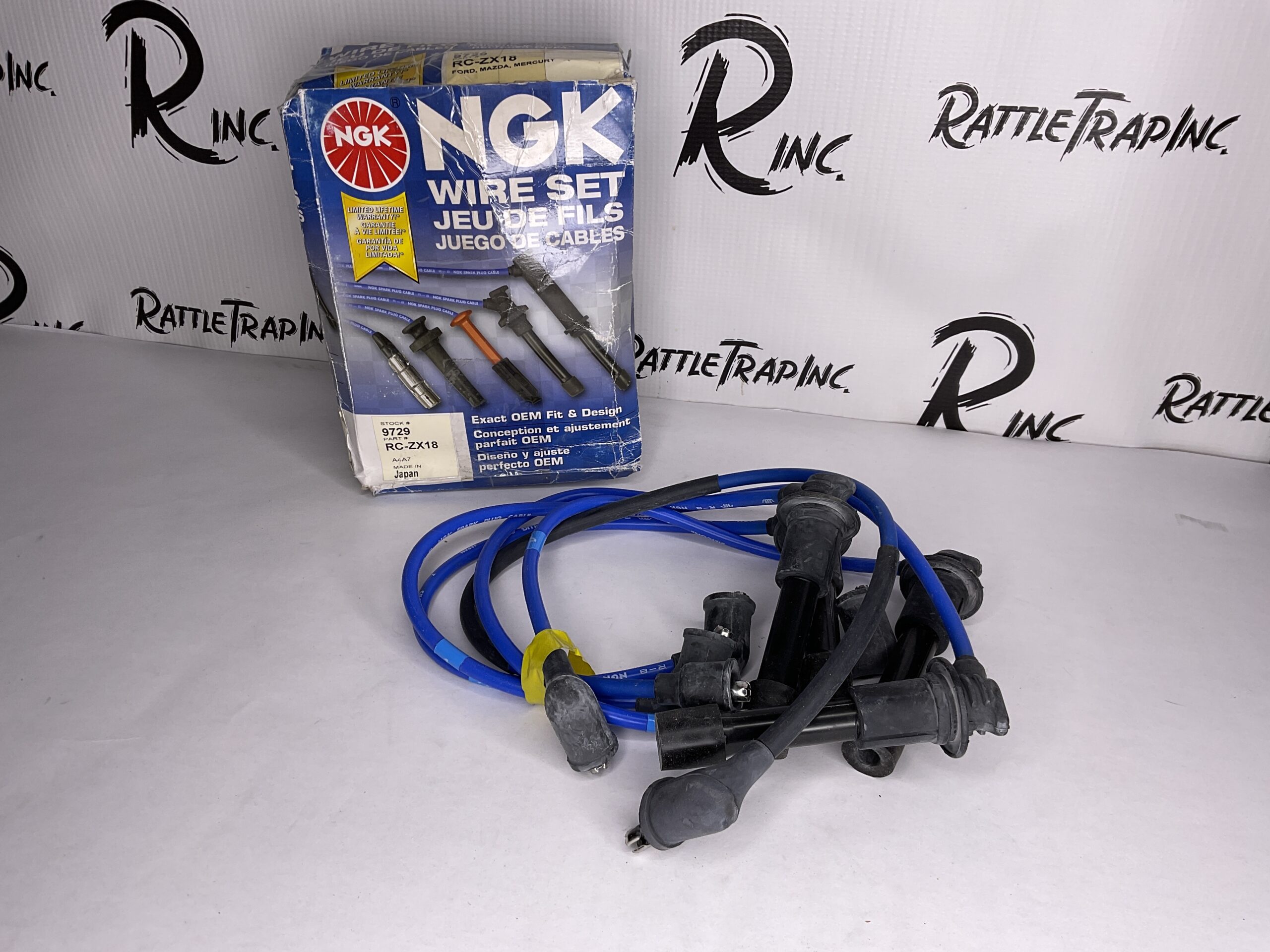 NGK Spark Plug Wire Set 9729 Part# RC-ZX18 Ford, Mazda, and Mercury 4 Cyl Eng. “NOS”, “Stock No: 240”