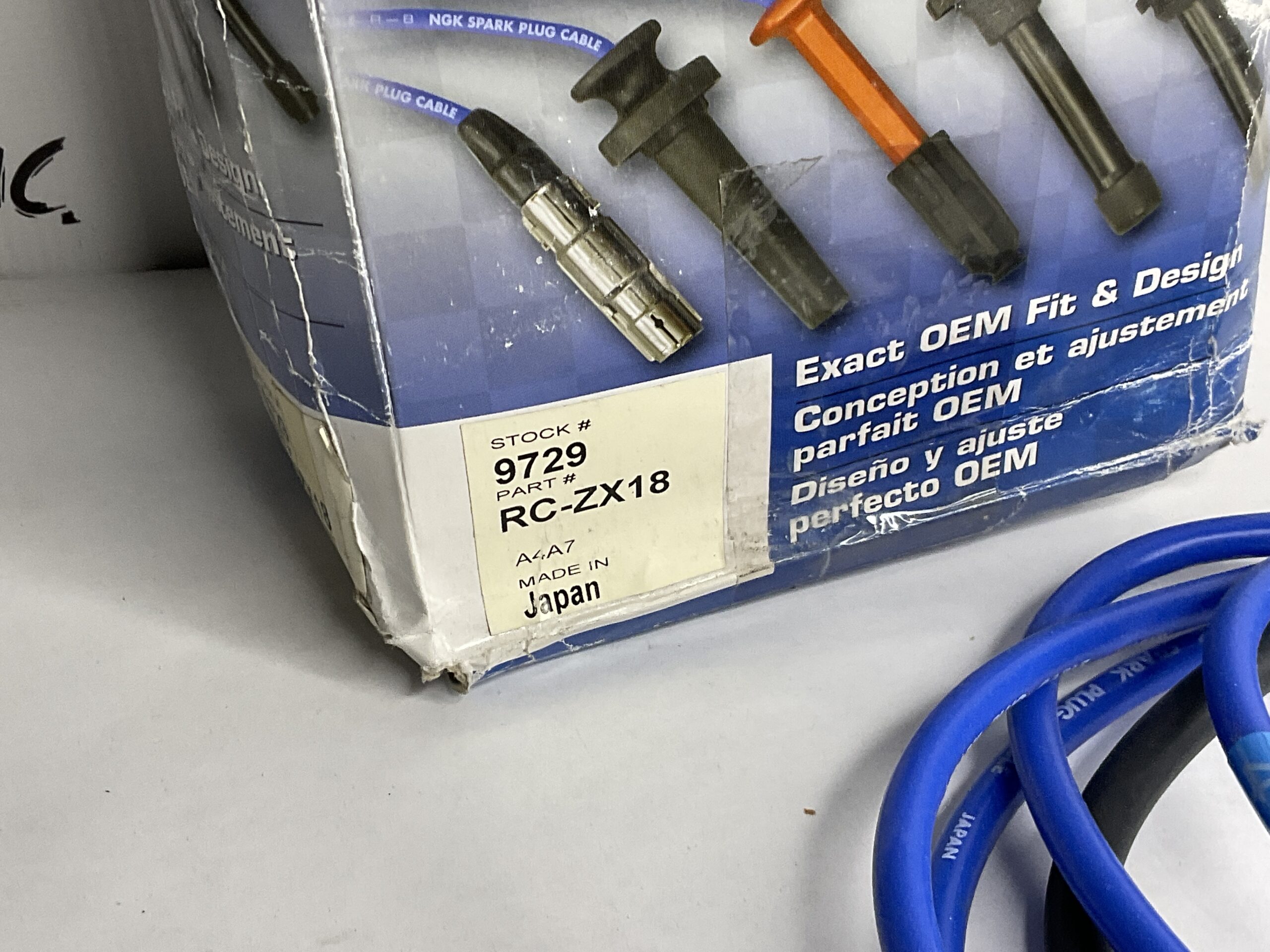 NGK Spark Plug Wire Set 9729 Part# RC-ZX18 Ford, Mazda, and Mercury 4 Cyl Eng. “NOS”, “Stock No: 240”