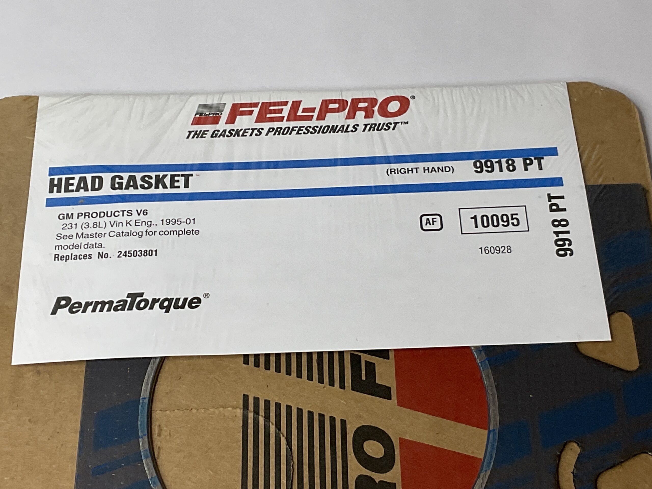Fel-Pro Head Gasket GM V6 3.8L 1995-01 Part No: 9918 PT “New Stock No: 386”