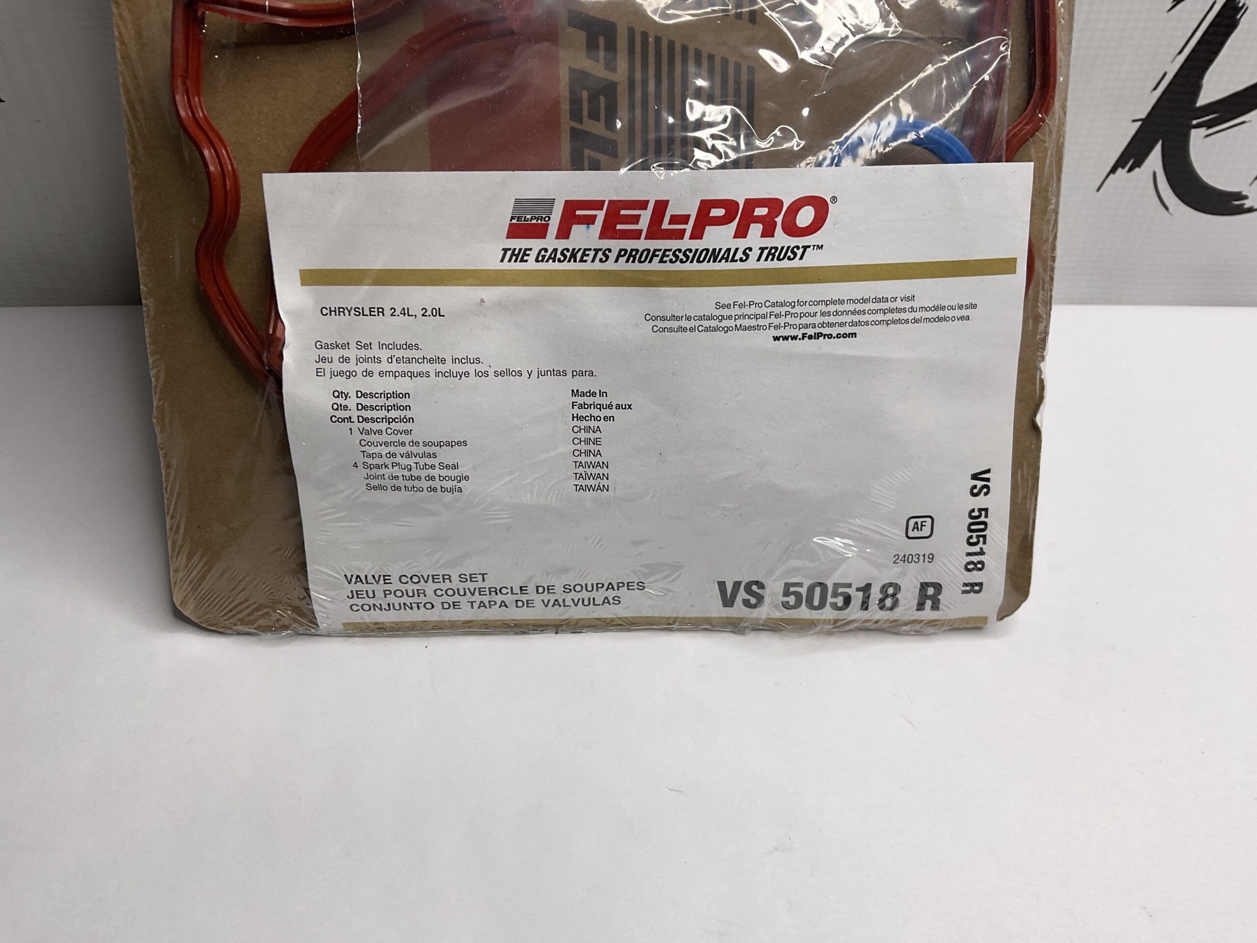 Fel-Pro Valve Cover Gasket set Chrysler 2.4L, 2.0L Part No: VS 50518 R “New, Stock No: 407”