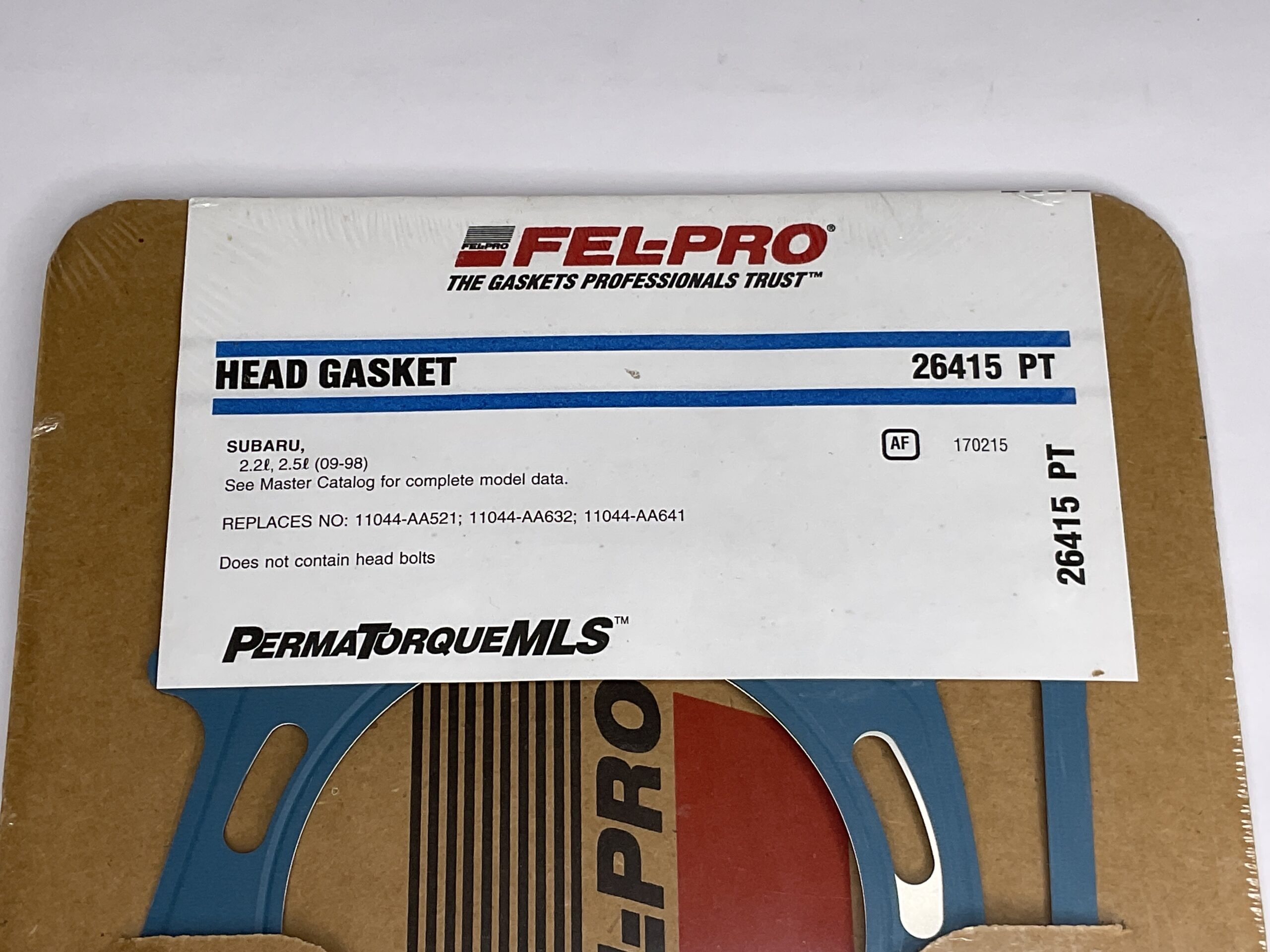 Fel-Pro Head Gasket Subaru 2.2L, 2.5L Part No: 264125 PT “New, Stock No: 490”