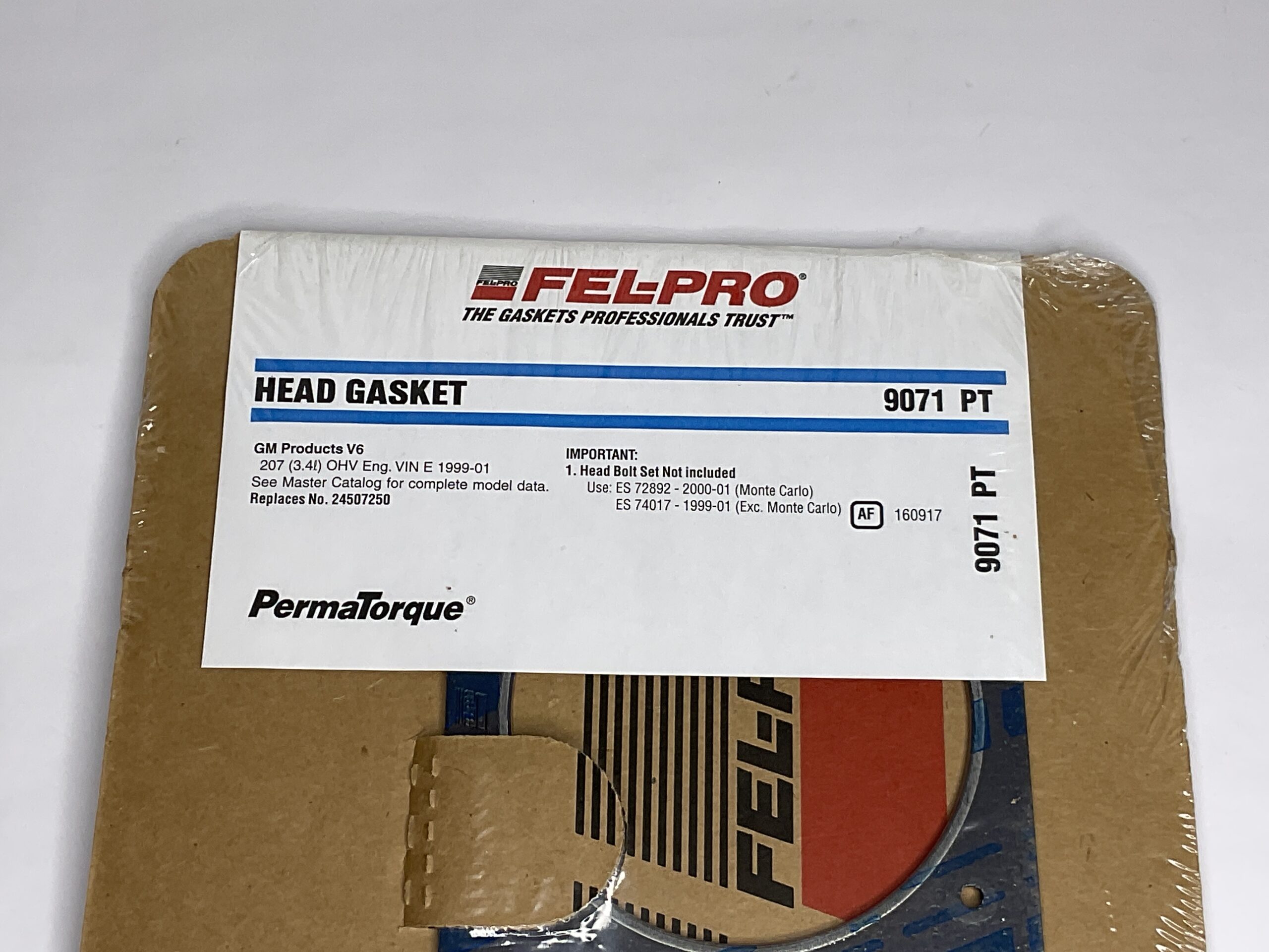 Fel-Pro Head Gasket GM V6 3.4L Part No: 9071 PT “New, Stock No: 491”