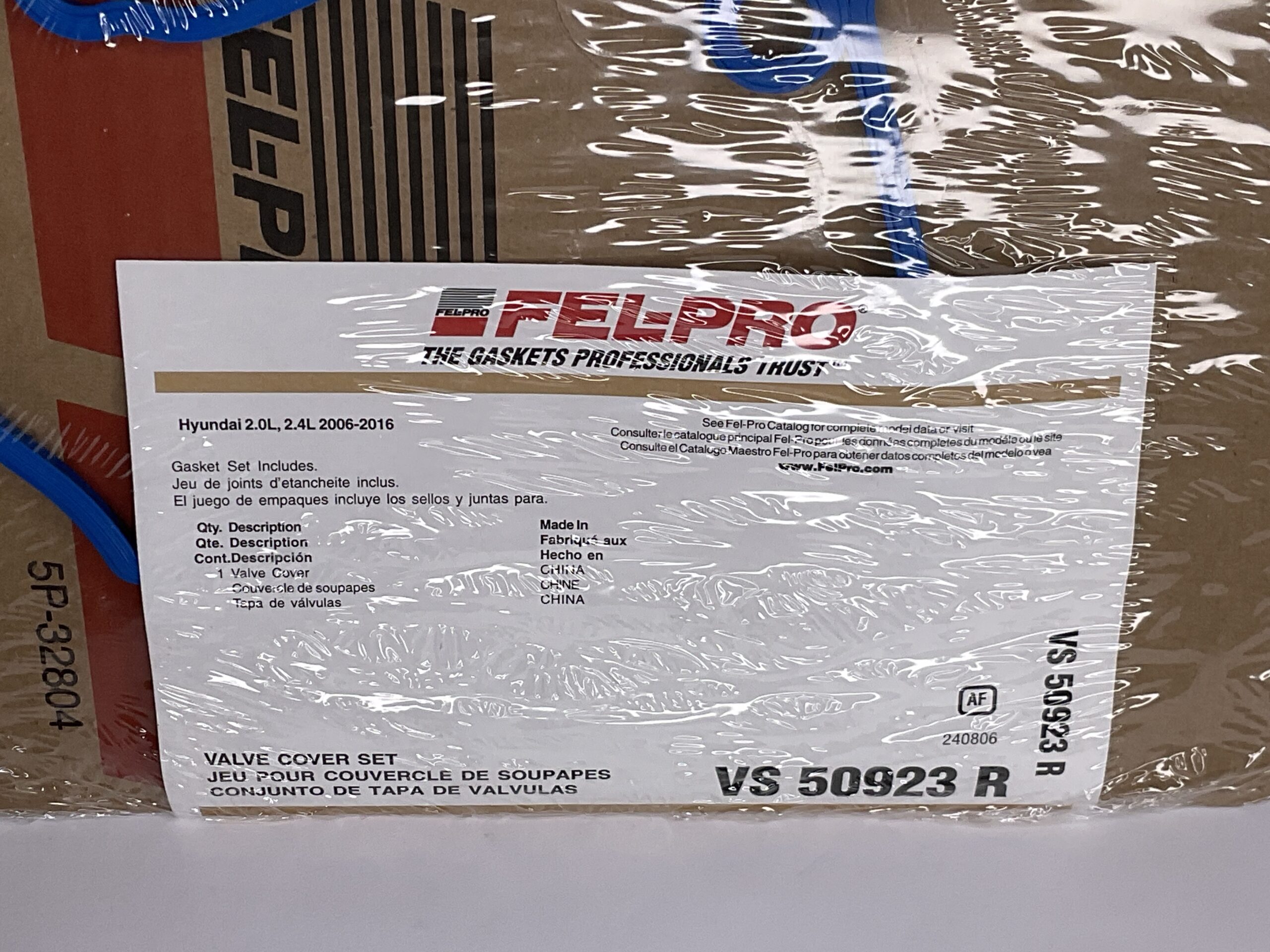 Fel-Pro Valve Cover Gasket Hyundai 2.0L, 2.4L Part No: VS 50923 R “New, Stock No: 492”
