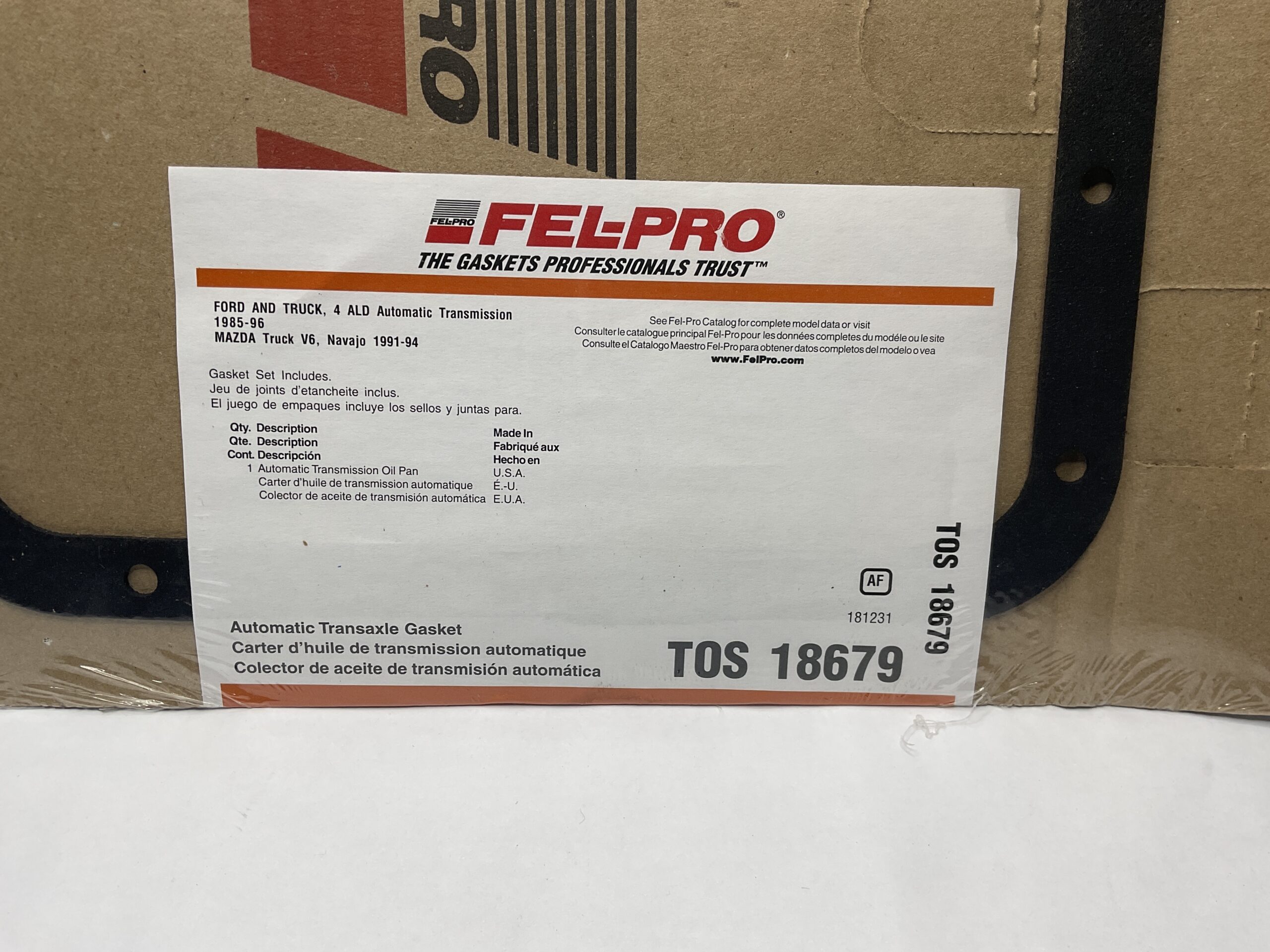 FEL-PRO TOS 18679 Automatic Transmission Pan Gasket “New, Stock No: 0573”